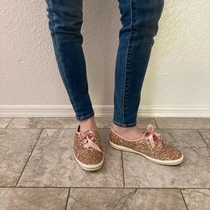 Keds Kate Spade Rose Gold Glitter Champions